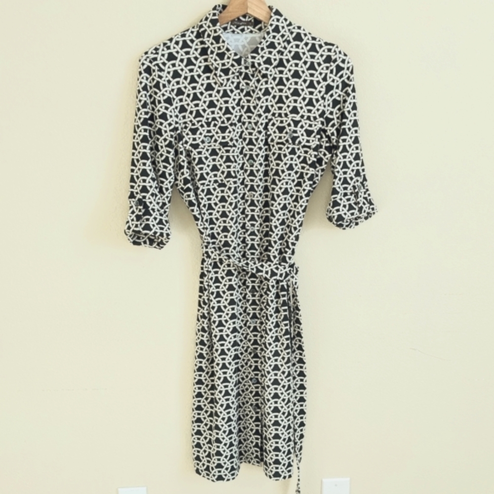 J. McLaughlin Black and White Long Sleeve Dress